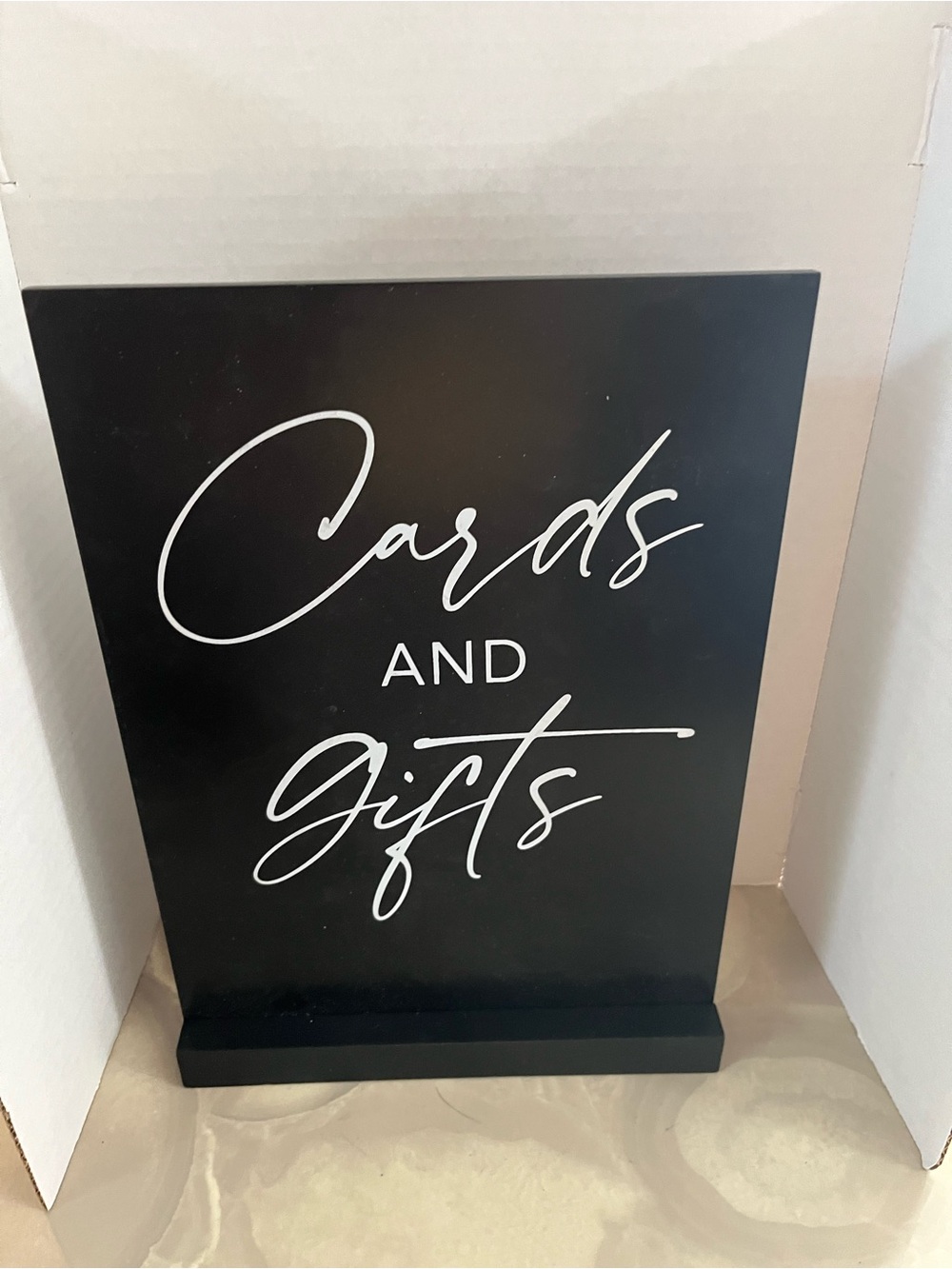 Cards and Gifts Black Wooden Sign. 8x11. Wooden